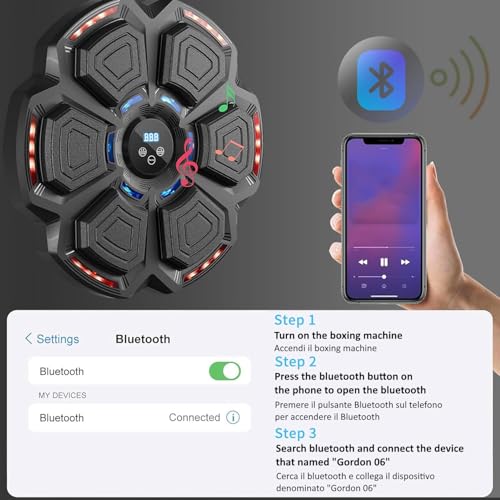 Ffitness, Music Boxing Machine Unisex Adulto, Nero, 40 X 40 X 5 Cm - 3