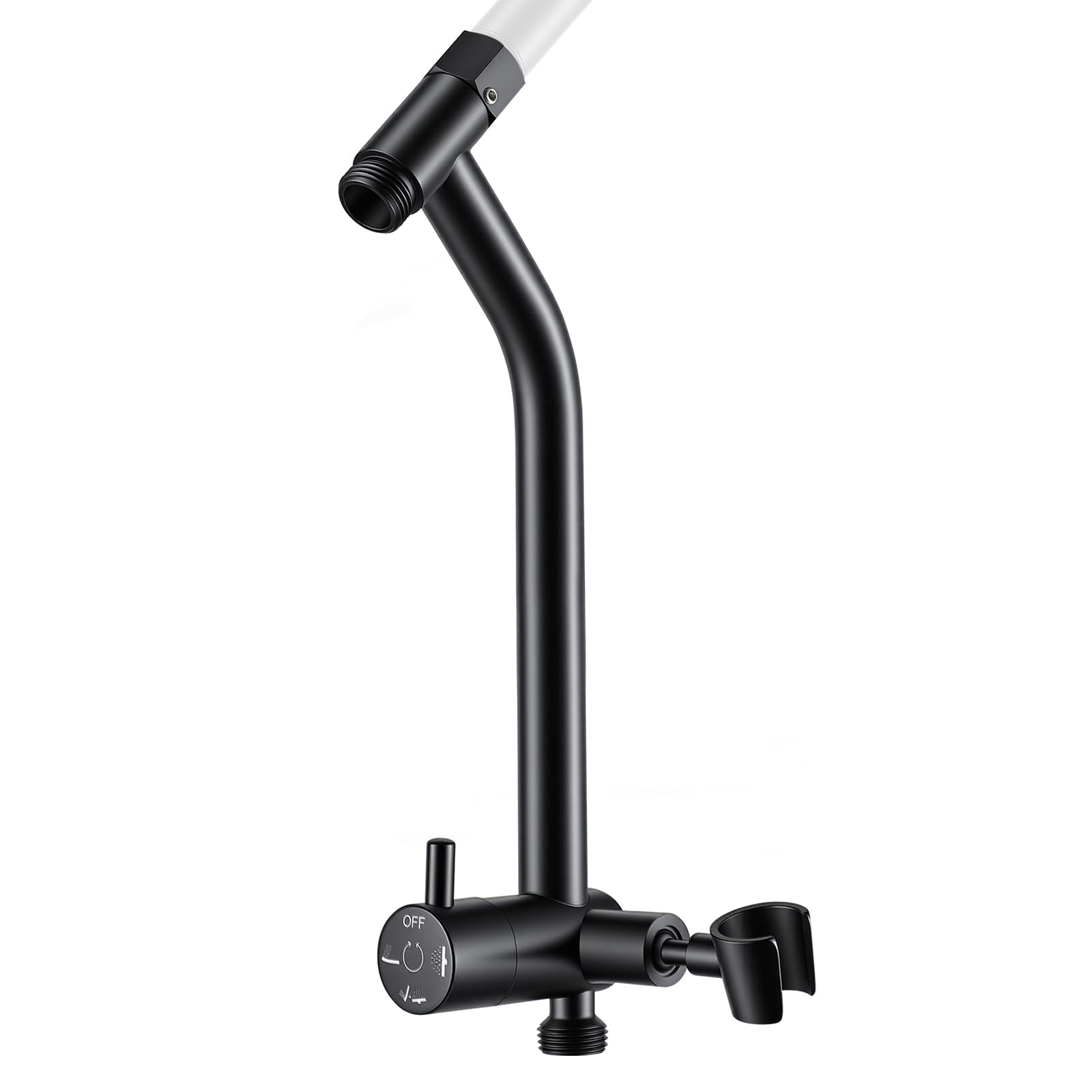 G-Promise All Metal Shower Diverter with Low Handheld Holder (Matte Black)