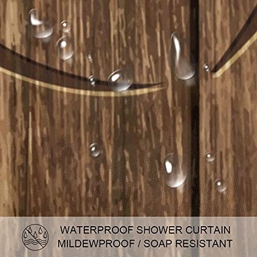 Rideau de douche style chalet en bois pour une salle de bain cosy