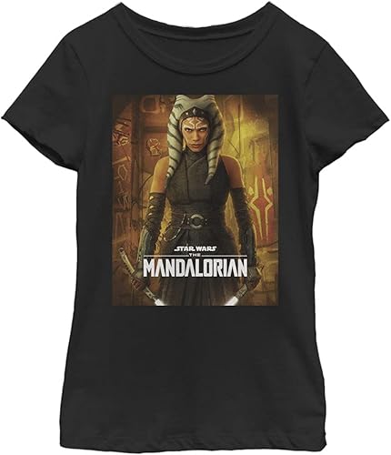 STAR WARS Girls The Mandalorian Ahsoka Poster Girl's Solid Crew Tee