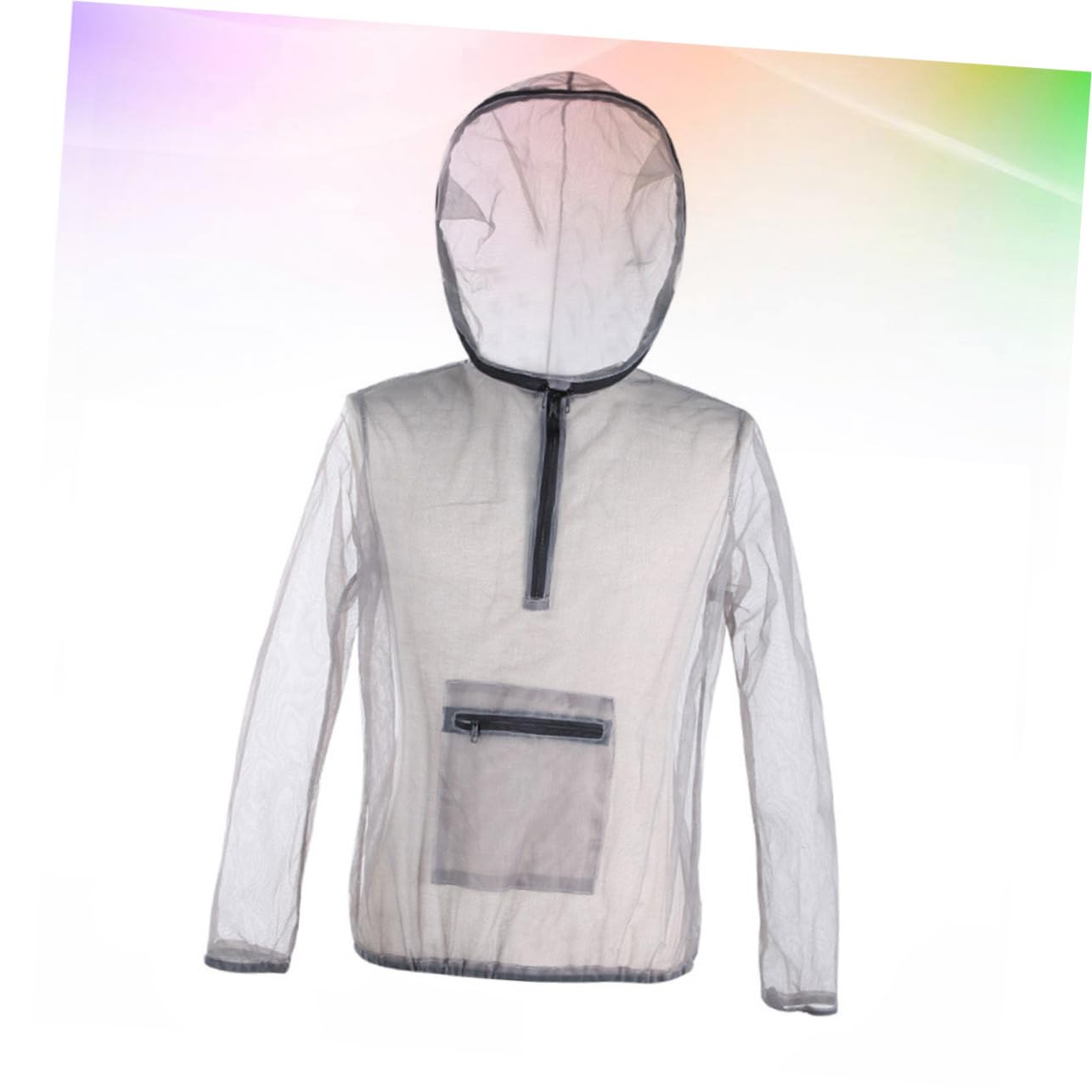 Graues Mesh Schutzshirt mit Kapuze, Xxl, für Camping und Angeln