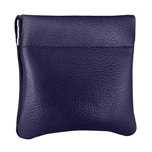 Nabob Leather Genuine Leather Squeeze Coin Purse, Coin Pouch Made IN U.S.A. Change Holder For Men/Woman Size 3.5 X 3.5 (Purple)