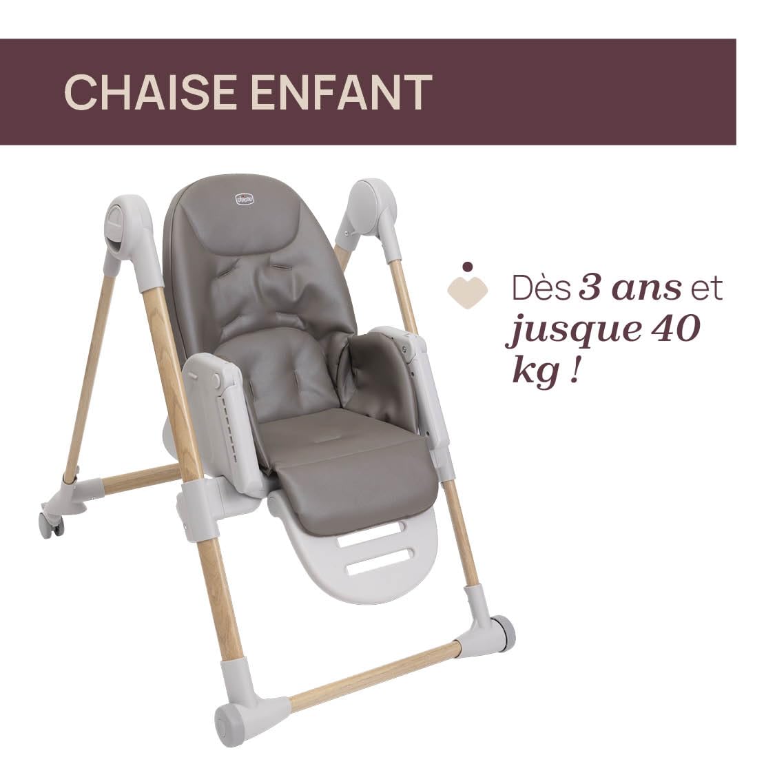 Chicco Polly Armonia Trona Evolutiva para Niños de 0 Meses hasta 40 kg, Trona 3en1, 9 Niveles de altura, 3 Posiciones de reclinado, Reposapiés Regulables, 4 Ruedas, Cierre Compacto, Marron