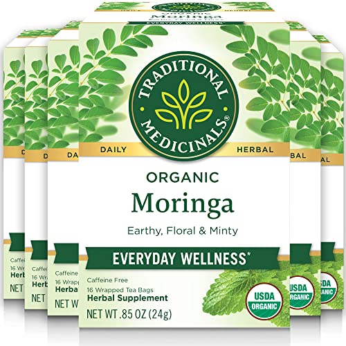 Traditional Medicinals Organic Moringa Tea, with Spearmint & Sage, USDA Certified Organic, Non-GMO, 16 Count (Pack of 6)