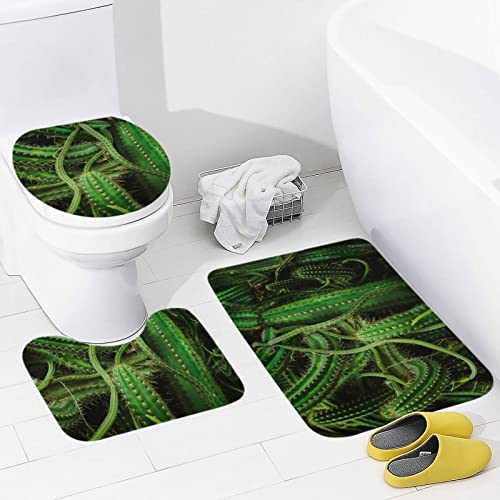 DAIERCY Badezimmerteppich-Set, 3-teilig, Badematten-Set, grüner Kaktus, Sommerpflanzen, 50,8 x 81,3 cm, Bad-Konturmatte… – Bild 5