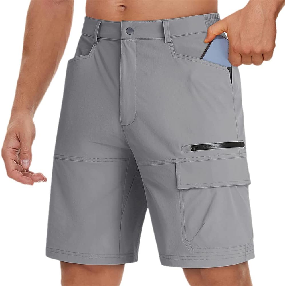 Men's Summer Quick Dry Shorts Waterproof Multi-Pockets Outdoor Shorts for Hiking Travel Fishing