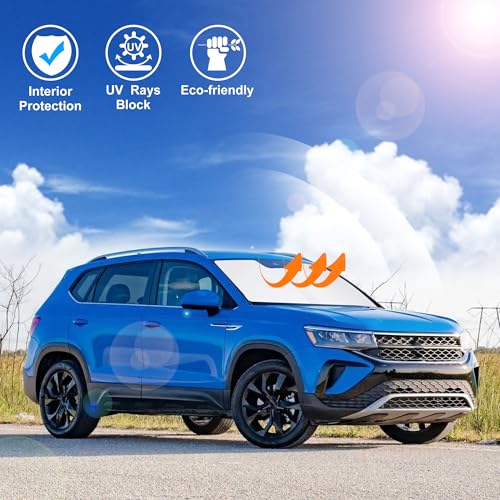 Image of Windshield Sun Shade Custom Fit for 2022 2023 2024 2025 2026 Volkswagen VW Taos Accessories Foldable Sunshade Sun Blocker Protect Car from Sun Rays & Heat Damage Keep Car Cooler