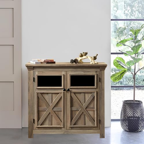 roomfitters 2 Doors Cabinet Large Buffet Sideboard Cabinet, Bar Wine Cabinet for Entryway Living Room Buffet Cabinet Table Coffee Bar Wine Bar Storage Cabinet for Dining Room Gray Wash - Thumbnail 3