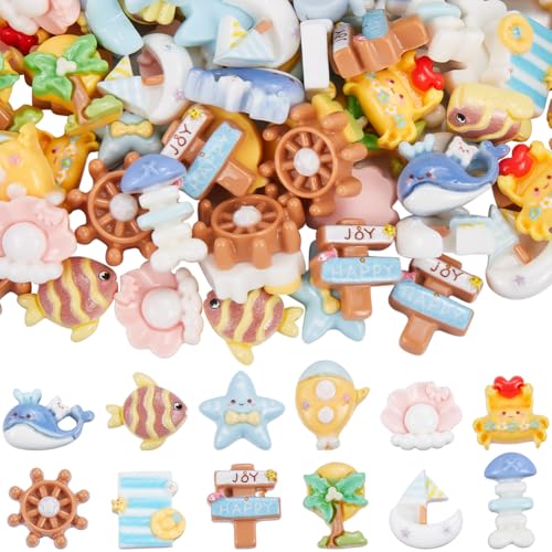 Dijes de mar de resina para álbumes de recortes y manualidades playeras de Hawaii