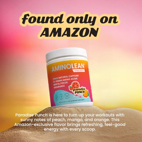 Image of AminoLean Pre Workout Powder, Amino Energy with Vegan BCAA Amino Acids & Natural Caffeine, Preworkout Boost for Men & Women, Paradise Punch