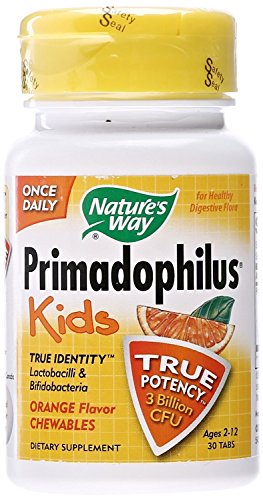 Nature's Way, (3 Pack) Primadophilus, Kids, Orange, 3 Billion CFU, 30 Chewable Tablets