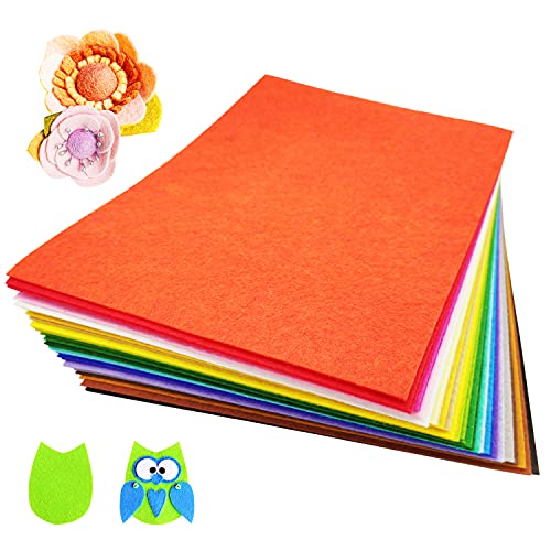 Xiasen 30Pcs Felt Sheet Fabric for Crafts 8 x 12 Inches Assorted 30 Color 1mm Thick Soft Sewing Felt for Kids Plush Arts Crafting Ornaments Projects Making.