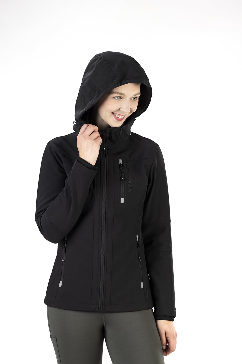 HKM 5273 Softshelljacke Sport, Damen Mädchen Jacke Regenjacke Kapuze, Schwarz (Black), 152
