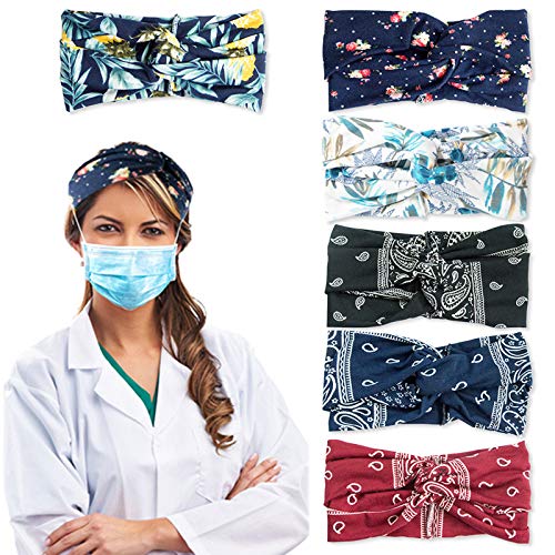 6 Pack Headbands for Women Workout Head Bands Fashion Soft Hair Band Floral Style Bandana Yoga Running Boho Elastic Non Slip Head Wrap