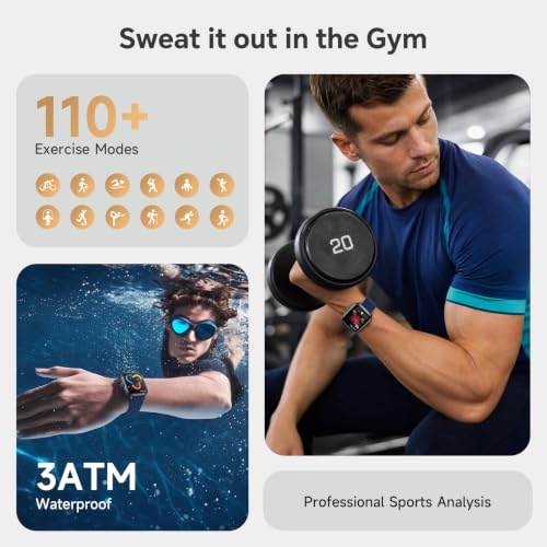 Image of Smart Watch for Men Women Android & iPhone [40mm 3 Bands, Deep Blue]