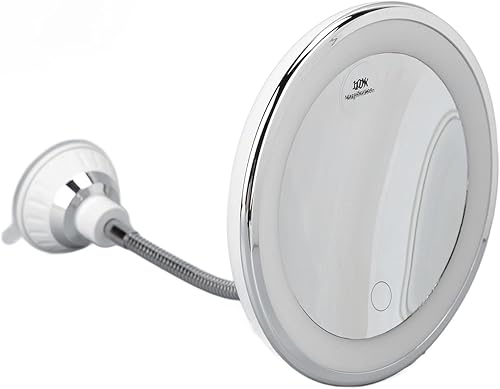 Miniatura 4 de Espejo de maquillaje iluminado recargable, espejo de tocador con aumento de 10x, espejo cosmético regulable de tres colores de luz, espejo cosmético