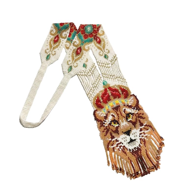 Collier ukrainien Gerdan Lion perles de rocaille bijou traditionnel multicolore fait main