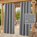 H.VERSAILTEX Indoor Outdoor Curtains for Patio Waterproof Stainless Steel Silver Grommet Thermal...