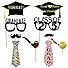 Graduation Photo Booth Props (50Count), Konsait Large Graduation Photo Props Class of 2025 Grad Decor with Sticks for Kids Boy Girl, Black and Gold, for Graduation Party Favors Supplies Decorations