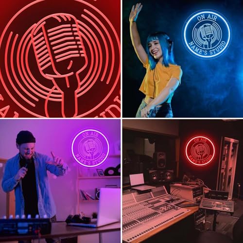 Image of Custom Recording Neon Sign, Live On Air Light Sign with Remote, Personalized Gifts for Men Women, 8-28 Inches Large Led Neon Light Up Signs, Music Studio Room Decorations