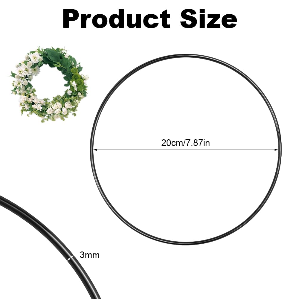 10 Cercles En Métal Noir De 20 Cm - Anneaux Pour DIY, Attrape-rêves, Couronnes Et Décorations Murales