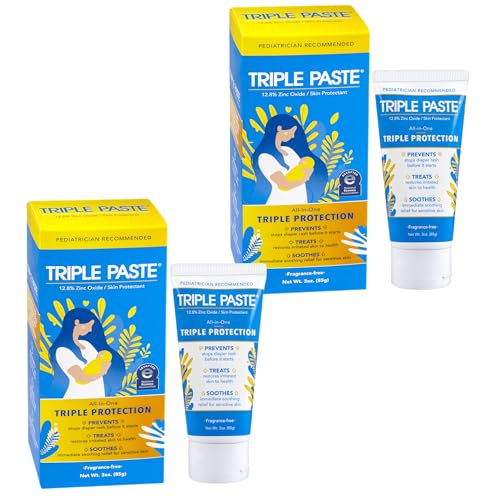 Image of Triple Paste Diaper Rash Cream for Baby, 3 Oz (Pack of 2), Zinc Oxide Ointment Treats, Soothes & Prevents Diaper Rash, Pediatrician-Recommended & Hypoallergenic, Baby Essentials for Daily & Overnight