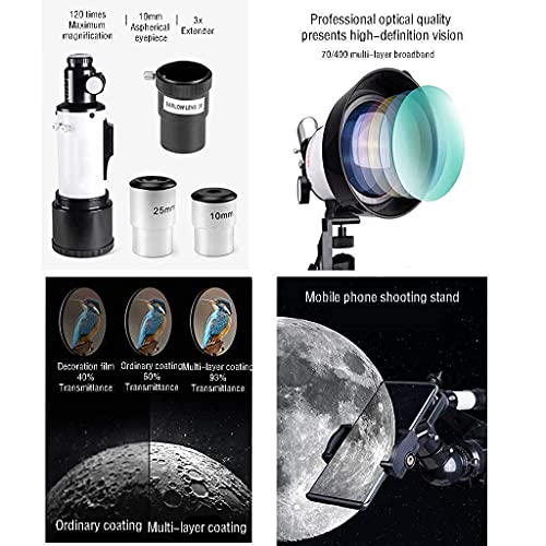 Telescopio portátil refractor para astronomía con trípode miniatura 6
