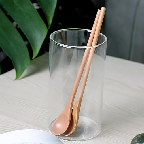 Miniatura 5 de Meiyahome - Cuchara larga de madera con mango redondo de 8 pulgadas, cuchara de café de mango largo, hecha a mano, material de madera Schima superba