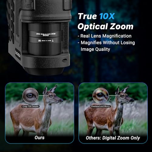 Image of WOSPORTS Night Vision Goggles - 4K, 1315ft Infrared Scope, 10X Optical Zoom, Digital Zoom Camera, NVG for Camping Wildlife Travel - Gifts for Men