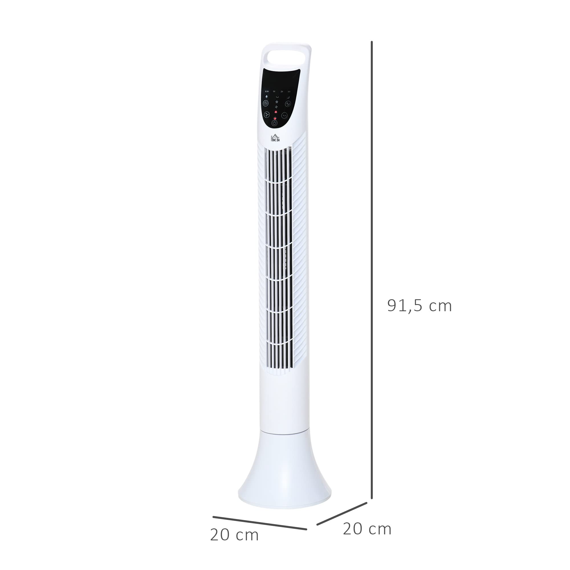 HOMCOM Ventilateur Colonne Silencieux 40W 3 Vitesses 3 Modes 91,5cm Blanc | Minuterie, Télécommande, Oscillant À 70°, Panneau Contrôle Tactile, Ventilateur Sur Pied, Chambre