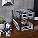 MyGift 2 Tier Dark Gray Wood Desktop Document Letter Paper Tray with Metal Legs, Home Office Desk File Folder and Magazine Rack with Chalkboard Labels