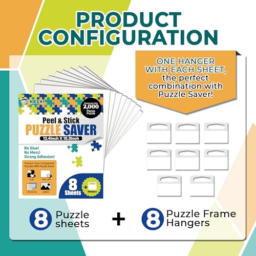 HASHI Puzzle Saver, Peel & Stick, 12.4 x 15.3 in, 8 Sheets + 8 Hangers by HA SHI - Image 4