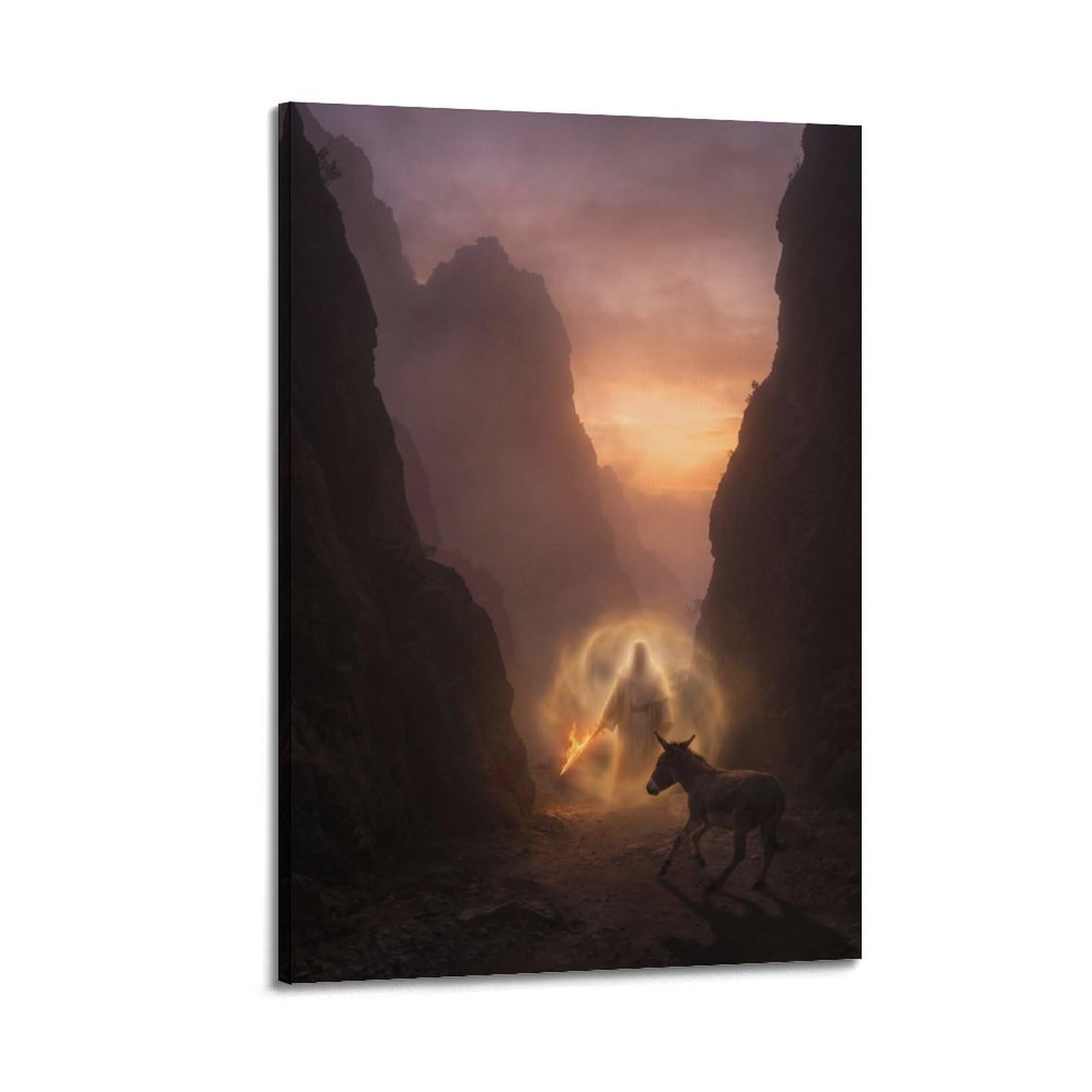 OKNGB Bible Angel Poster Balaam Donkey Desert Miracle Holy Faith Decorative Painting Canvas Art Picture 08x12inch(20x30cm)