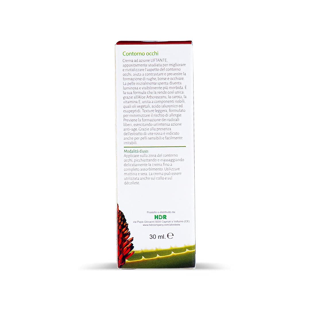 Crema Contorno Occhi BIO con Aloe Arborescens - ANTIRUGHE BORSE e OCCHIAIE - Vitamine E, Oli Vegetali e Acido Ialuronico - 15ml (Quantità 2 Unità)