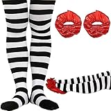 Mepase Witch Legs Prop Decor for Halloween 1 Stripe Witch Legs Socks 1 Pair Red Soft Sequin Shoe Covers for Wreath Yard Stake Spooky Party Lawn Garden Hidden Witch Decor Prop