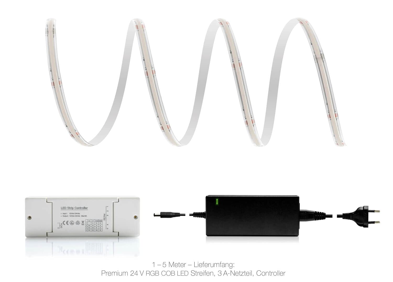 LED Universum Tira LED COB Smart Home Set RGB con controlador Zigbee & fuente de alimentación, filamento premium, 24 V, tiras LED IP65 multicolor (3 metros)