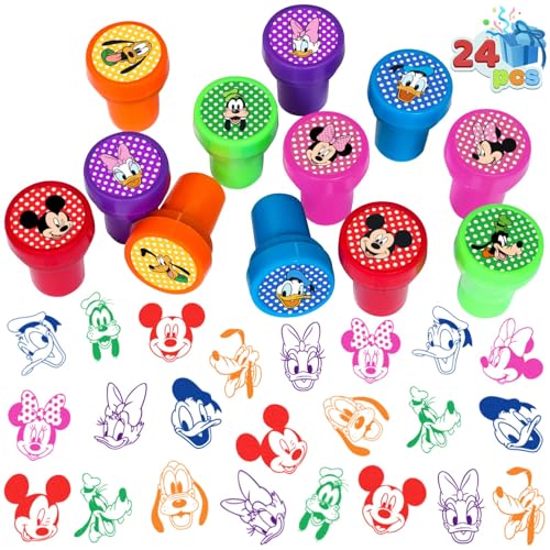 24 Pcs Mickey Themed Stampers Mouse Birthday Party Supplies Goody Bag Treat Bag Stuff for Mickey Birthday Party Gifts