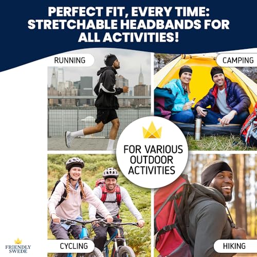 Image of The Friendly Swede Running Headband Ear Warmer - 2-Pack, Sports Headband for Outdoors, Running, Cycling, Hiking - Ideal as Liner Under Helmets