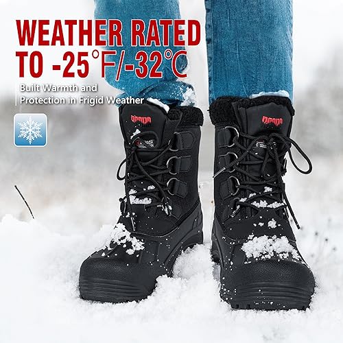 Image of R CORD Snow Boots for Men Waterproof Mens Snow Boots Non-Slip Insulated Warm Durable Winter Boots for Men Winter Hiking Boots Outdoor Boots for Men