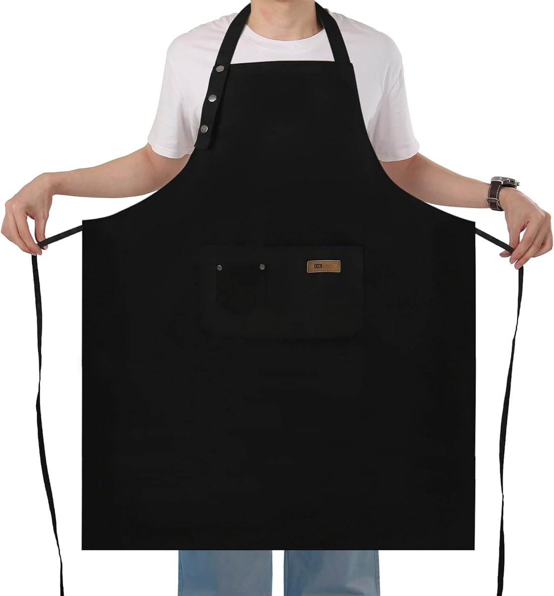 Yuubin Extra Large Aprons for Men Adjustable Button Apron with Pockets Chef Cooking Kitchen Aprons Women,Water&Oil Resistant