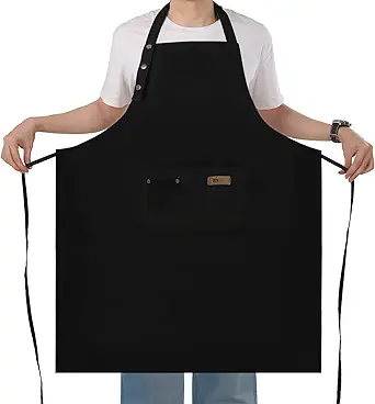 Yuubin Extra Large Aprons for Men Adjustable Button Apron with Pockets Chef Cooking Kitchen Aprons Women,Water&Oil Resistant