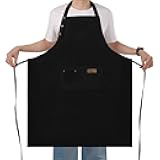 Yuubin Extra Large Aprons for Men Adjustable Button Apron with Pockets Chef Cooking Kitchen Aprons Women,Water&Oil Resistant