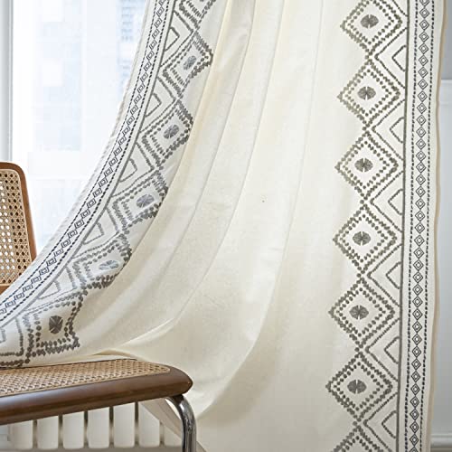 Colorbird Boho Curtains For Bedroom, 84 Inches Embroidered Gray Curtains 2 Panels Sets cover