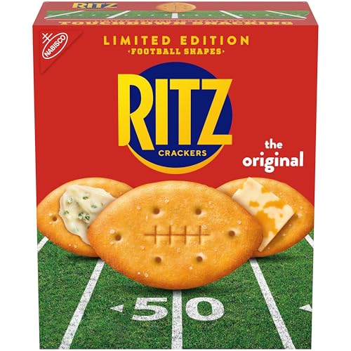 RITZ Football Shapes Original Crackers, Snacks for Kids and Adults, Party Snacks, Limited Edition, 12.3 oz