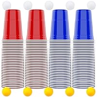 AOLUXLM Plastikbecher Set, Red Cups 473ml 16oz Becher, Mehrwegbecher, 50 Rote Becher + 50 Blaue Becher, Partybecher für Geburtstagsfeier, Hochzeit im Freien, Camping