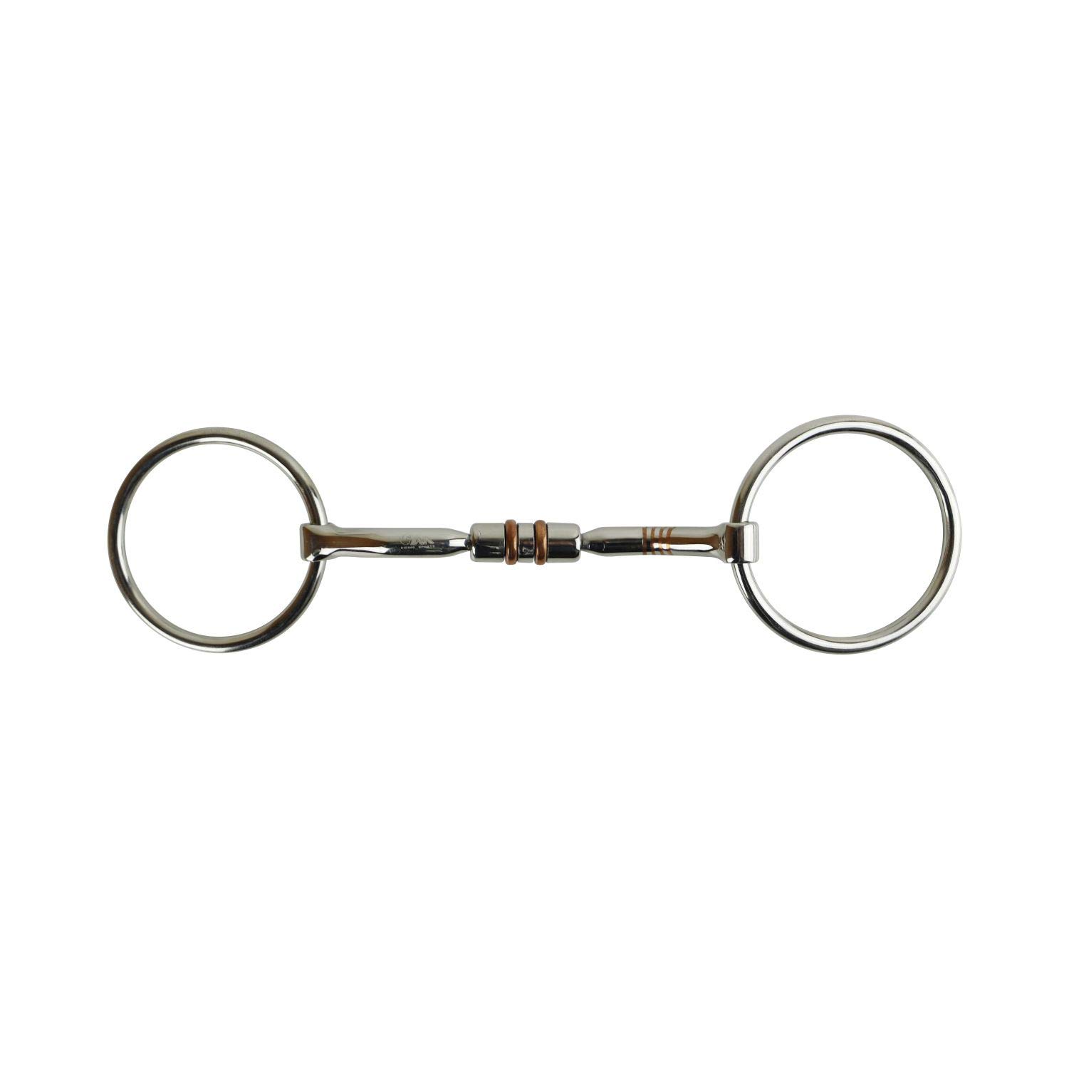 AK AKRS-2619 - Mordida de caballo con anillo suelto, giratorio, con doble rodillo de cobre