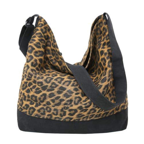Image of Cotton Tote Handbag Women Canvas Crossbody Beach Bag Hobo Shoulder Tote Bag with 3 External Pocket,Zipper Closure
