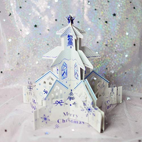DieffematicSDK Geburtstagskarte Weihnachtskarten, Stereo 3D, White Christmas Bell Tower, kreatives Design.