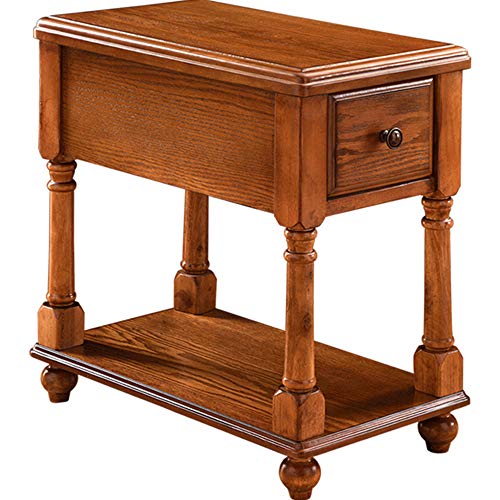 Preisvergleich Produktbild Klapptisch YANFEI, Massivholz Couchtisch, quadratische Ecktisch, Nachttisch mit Schubladen, solide Geschnitzte Füße (Farbe : A)