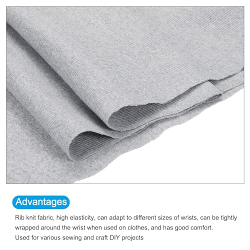 Image of MECCANIXITY 39 inch Elastic Cuffs Ribbed Trims Cotton Fabric Knit Rib Stretch Tape Cuff Sleeve Waistband for Sewing, 12 inch Wide Grey
